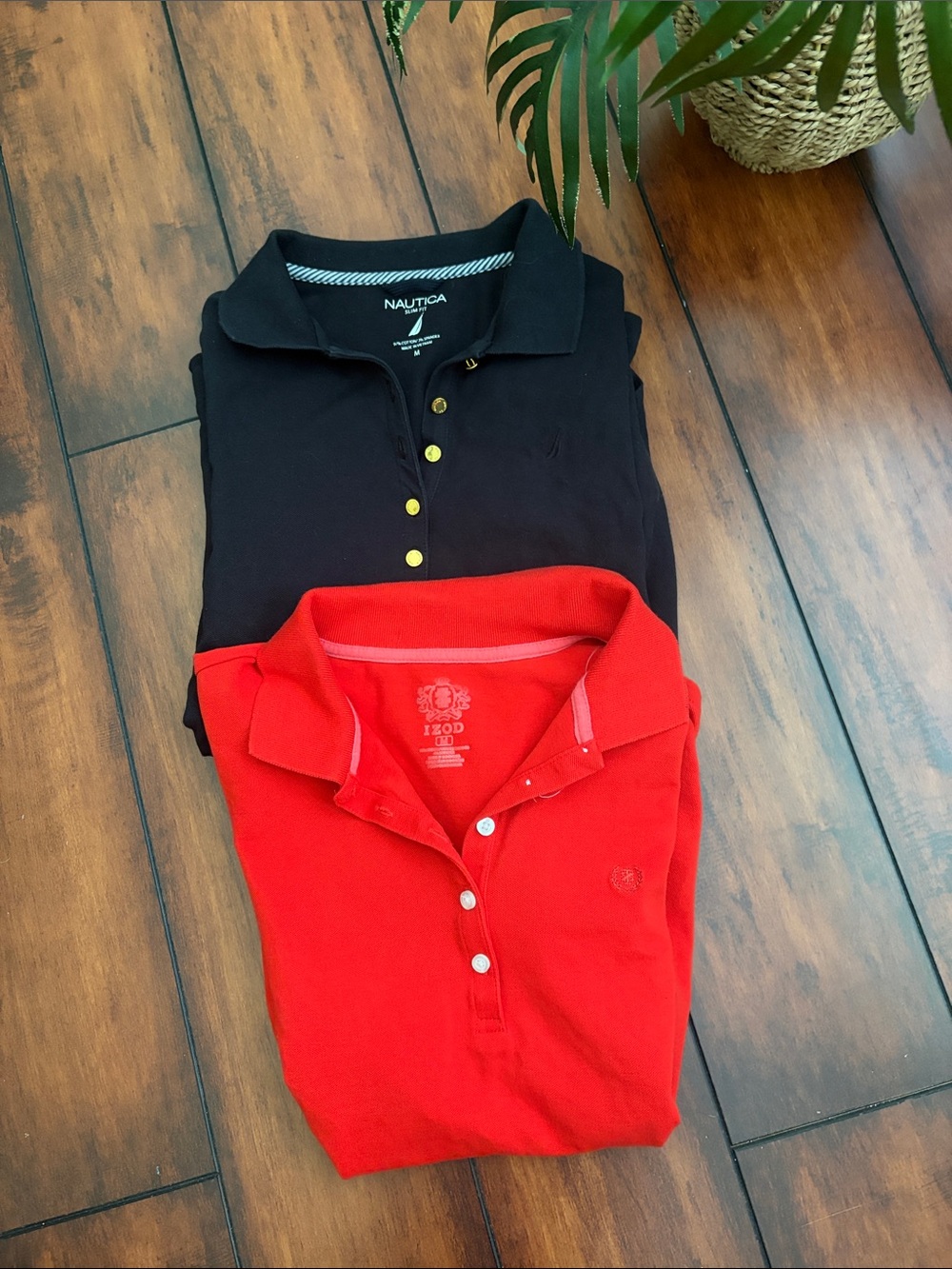 Nautica Women’s Black Polo with Bright Red Layered IZOD Polo